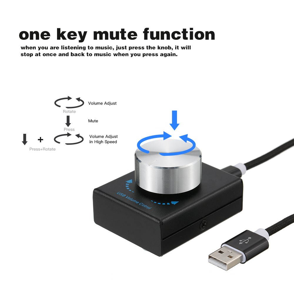 USB Volume Control Computer Speaker Audio Volume Controller Adjuster with One Key Mute Function