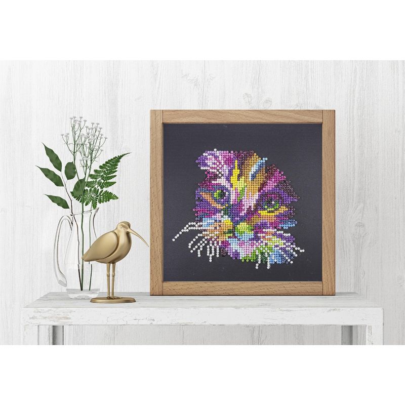 Leisure Arts Diamond Art Beginner Kit 8"X8"-Colorful Cat