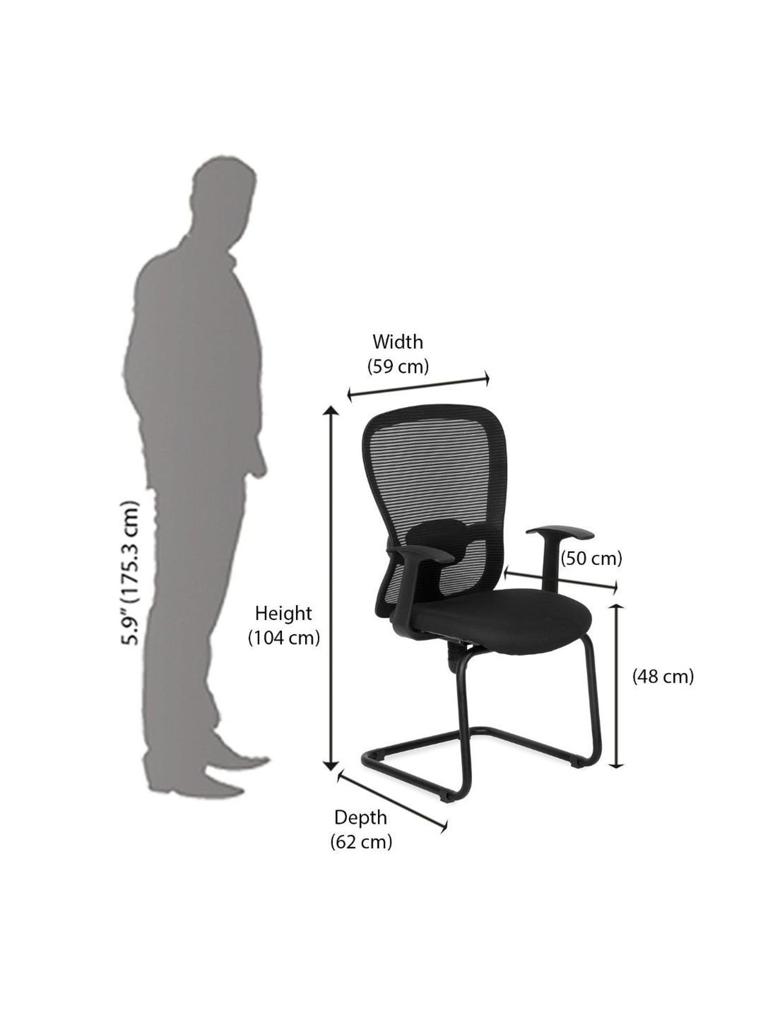 Nilkamal Alba Black Mesh Mid Back Visitor Chair