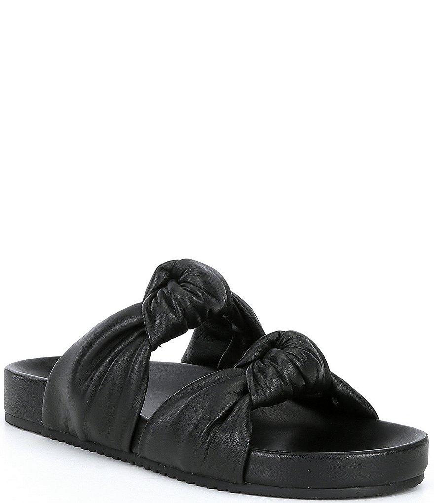 Antonio Melani Byrne Knotted Leather Footbed Slide Sandals