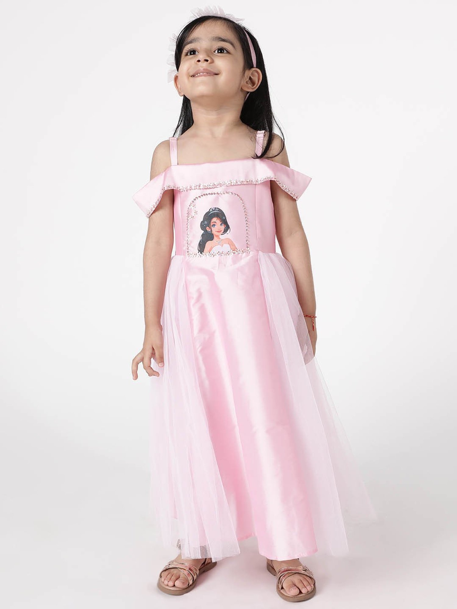 A Little Fable Pink Printed Gown