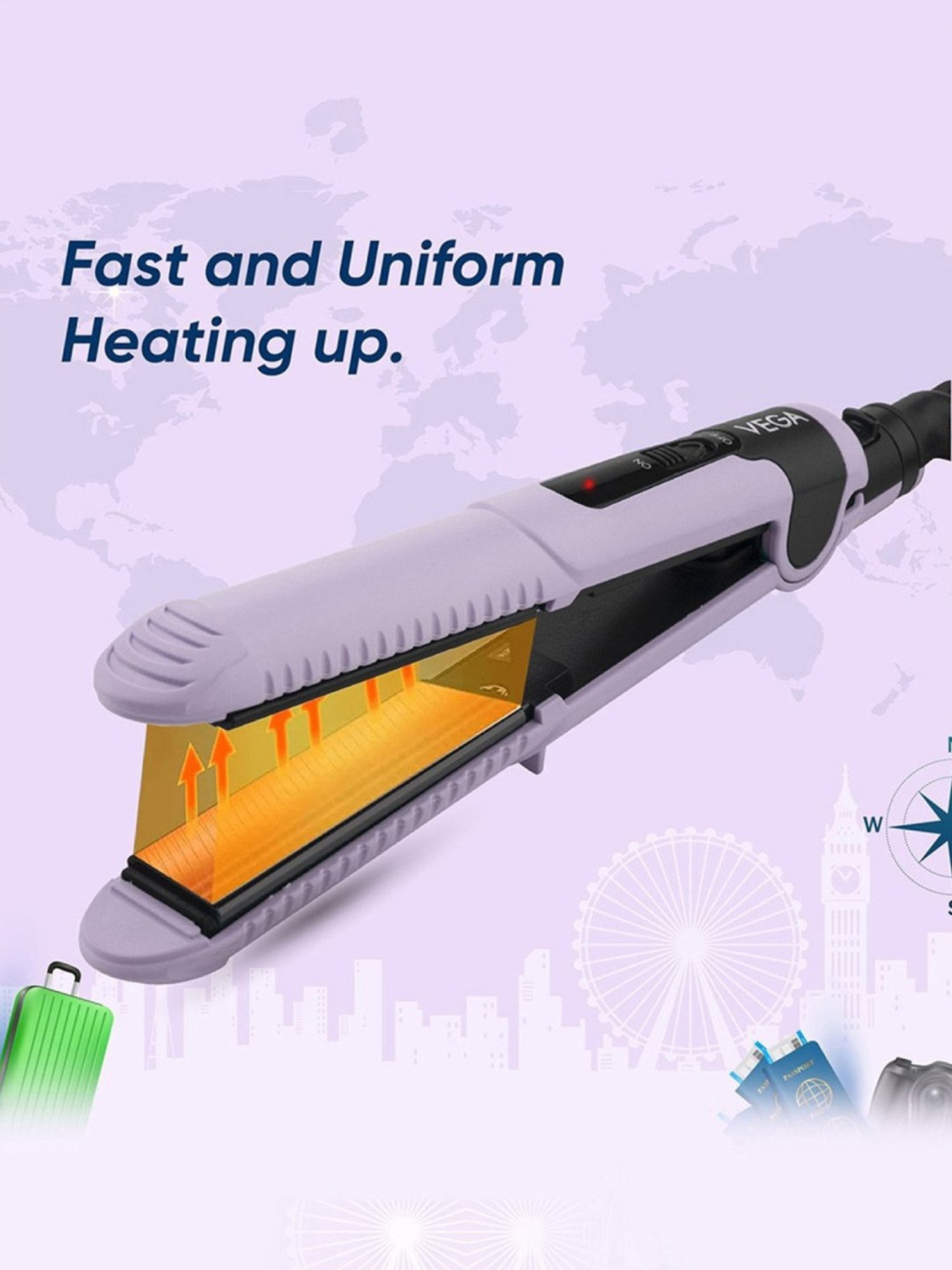 Vega Mini Hair Straightener for Women with Ceramic Coated Plates, Best for Travelling (VHSH-40)