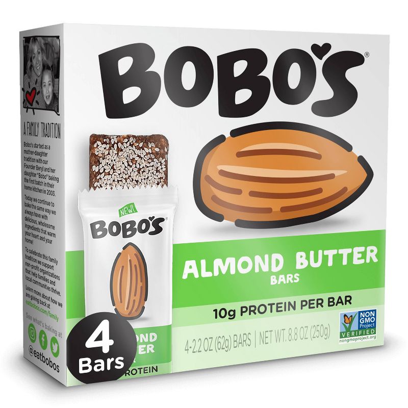 Bobo's Almond Butter Protein Bar - 8.8oz/4ct