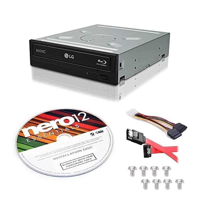 WH16NS40KIT 16X Bluray BDBDXLMD MDISC Burner Drive 3D Playback + Nero 12 Essentials Burning Software + Sata Cable Kit