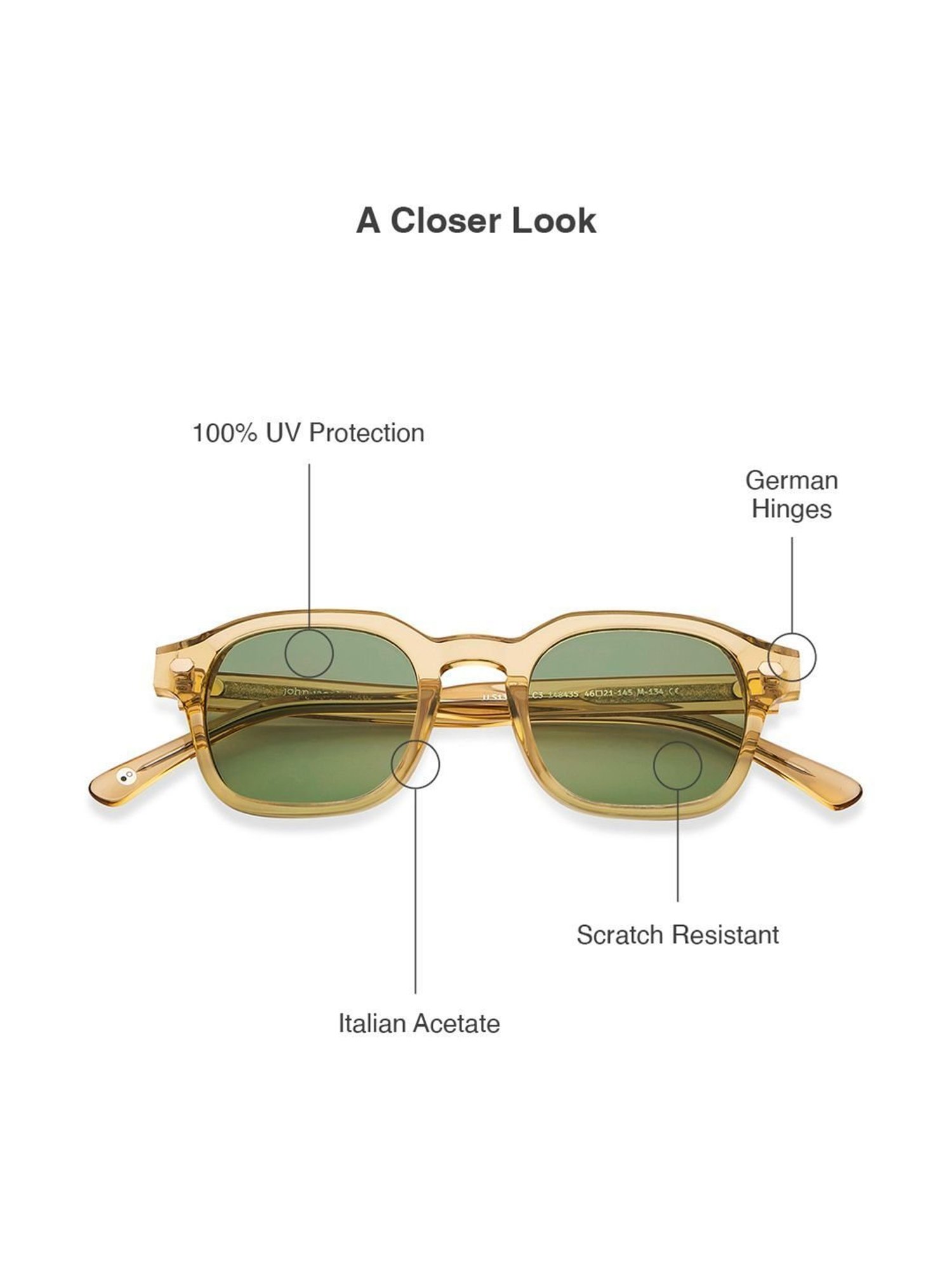 John Jacobs JJ S13082S Green Square Sunglasses