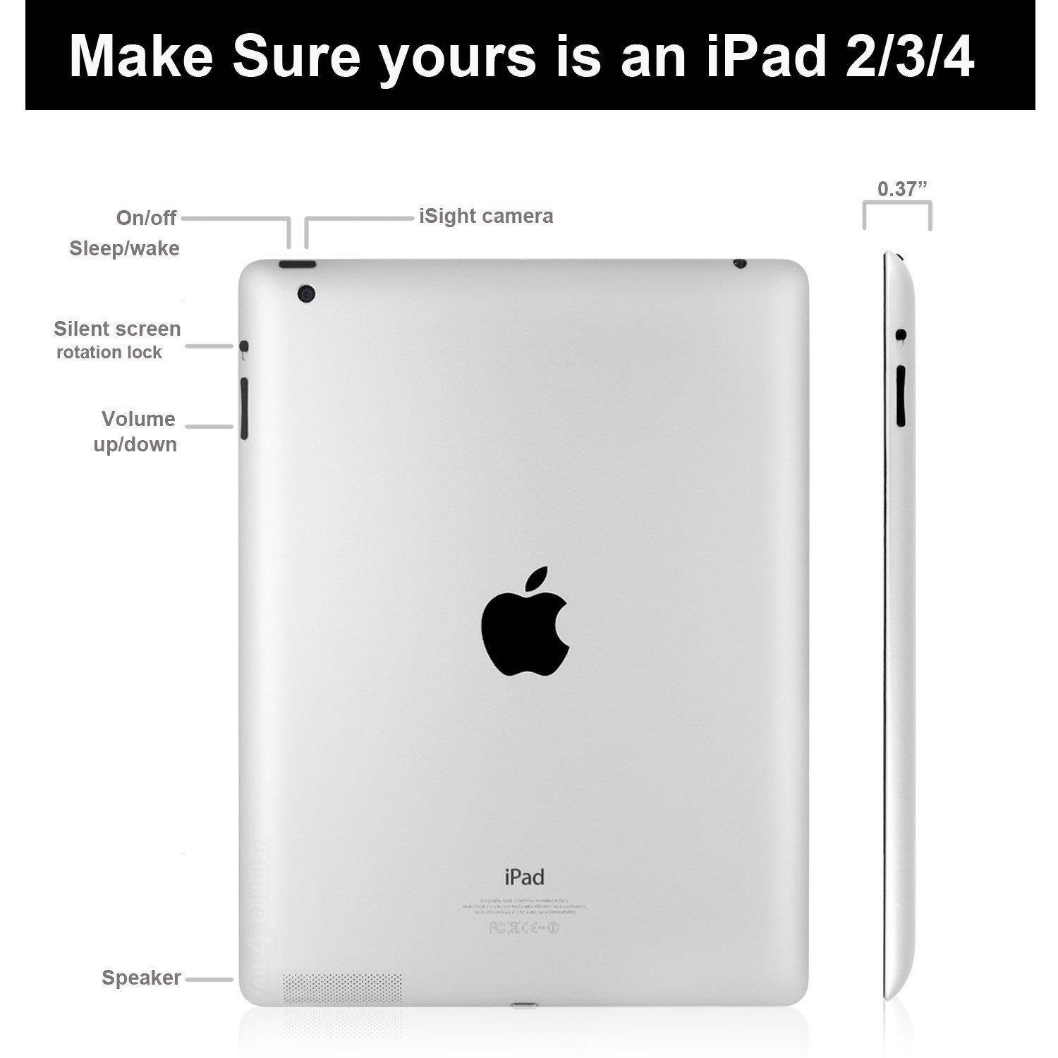 KHOMO - iPad 2 3 and 4 Generation Case - DUAL Series - Super Slim Black Cover with Rubberized back and Smart Auto Wake Sleep Feature for Apple iPad 2, 3rd and 4th.