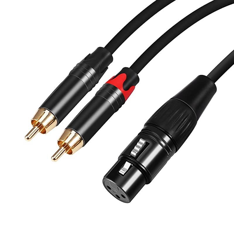 XLR Female to Dual RCA Y Splitter Patch Cable  Unbalanced 2 Phono Plug to 1 Female XLR YCable Interconnect Duplicator Lead Cord Heavy Duty Baking Paint 10 feet