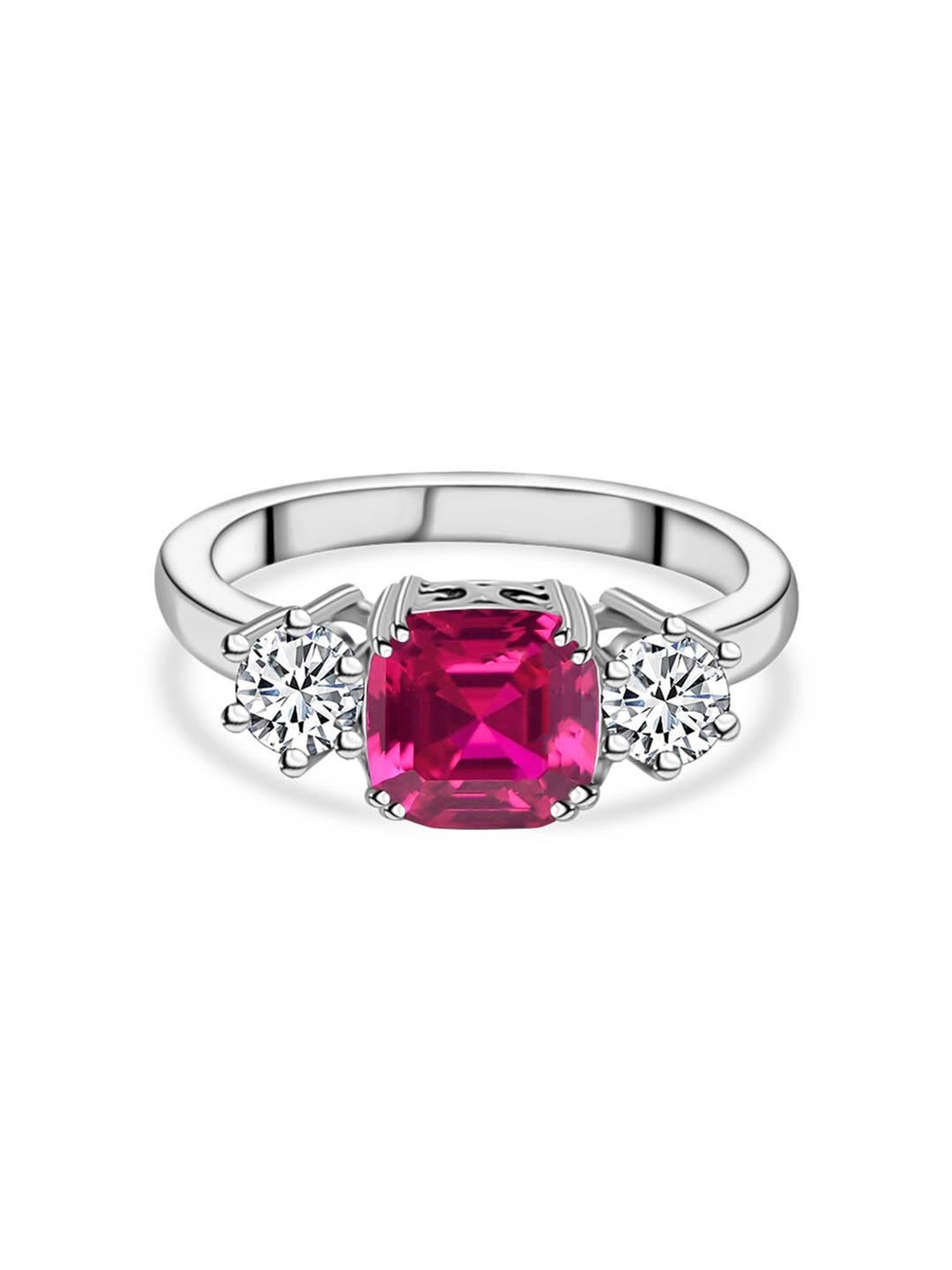 Ornate Jewels 925 Silver 1.5 Carat Red Ruby Meghan Markle Ring for Women & Girls