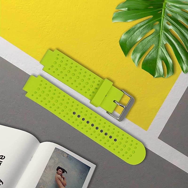 Bands Compatible with Garmin Forerunner 25 Soft Silicone Replacement Watch Band Strap for Garmin Forerunner 25 GPS Running Watch LGreenYellow Large