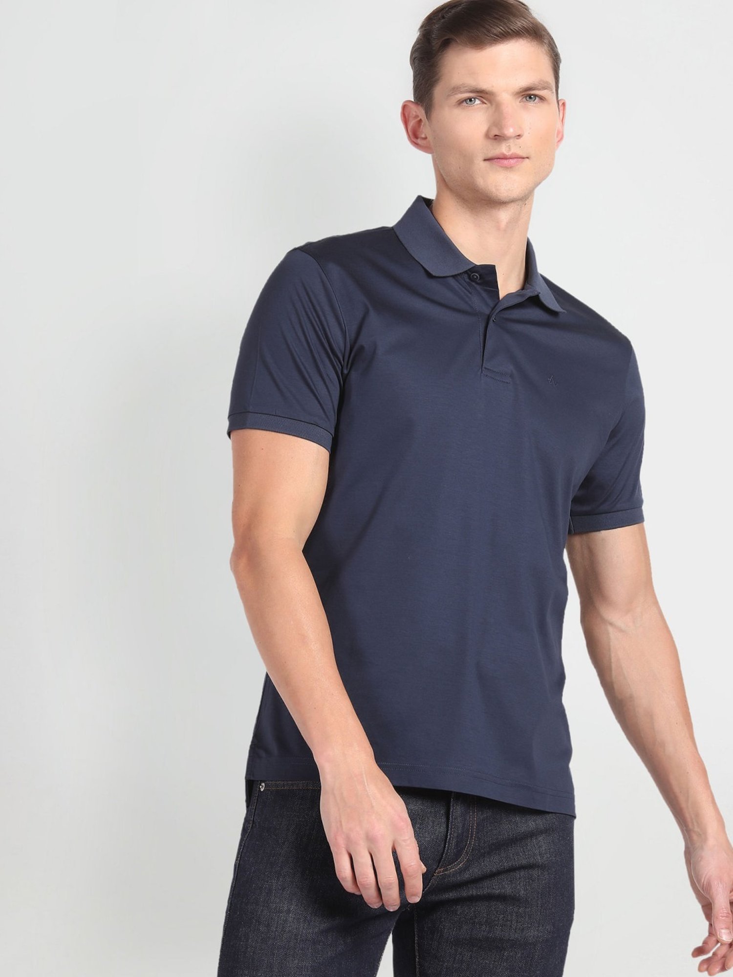 Arrow Blue Cotton Regular Fit Polo T-Shirt