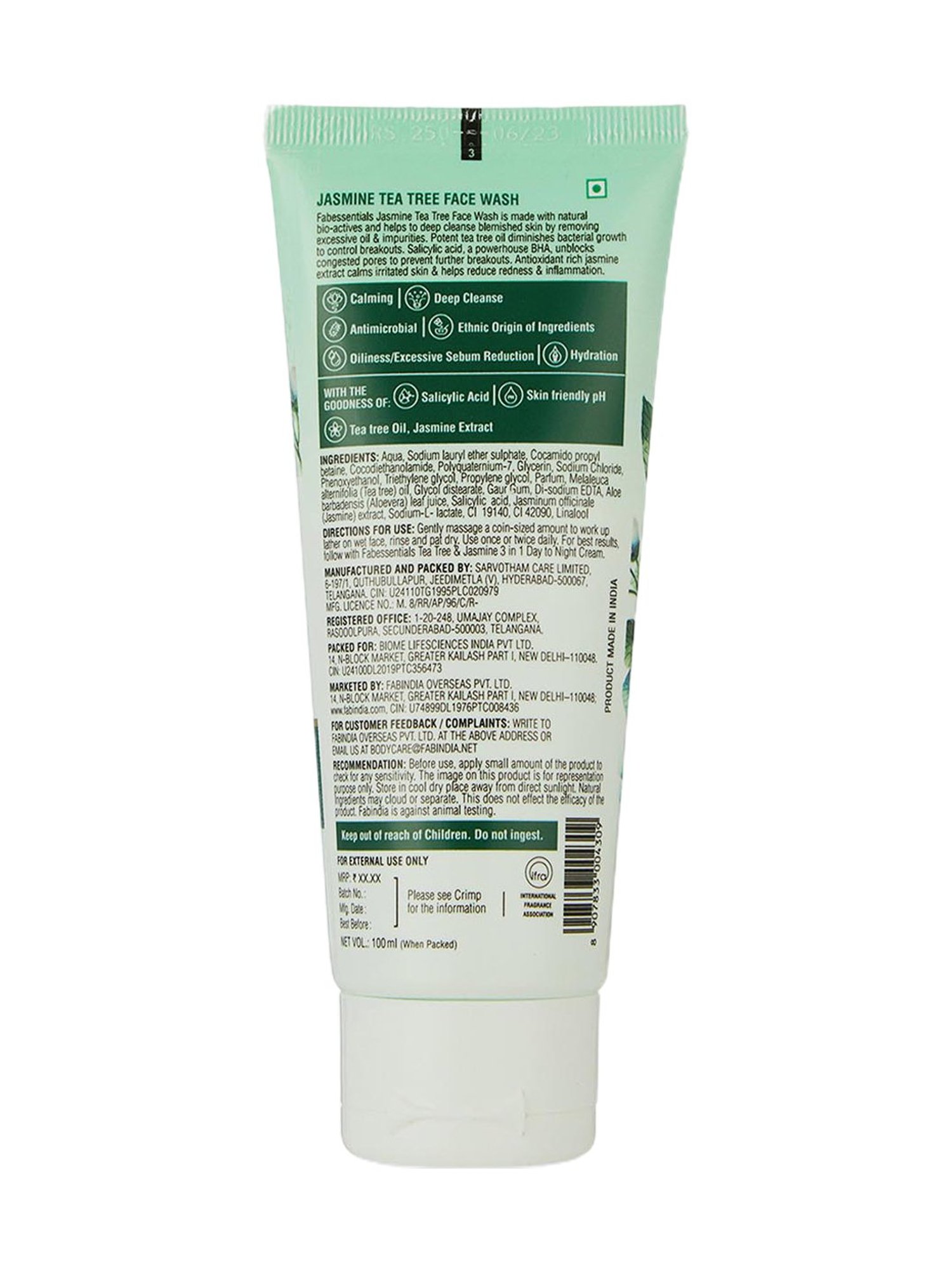 Fabessentials Jasmine & Tea Tree Face Wash - 100 ml