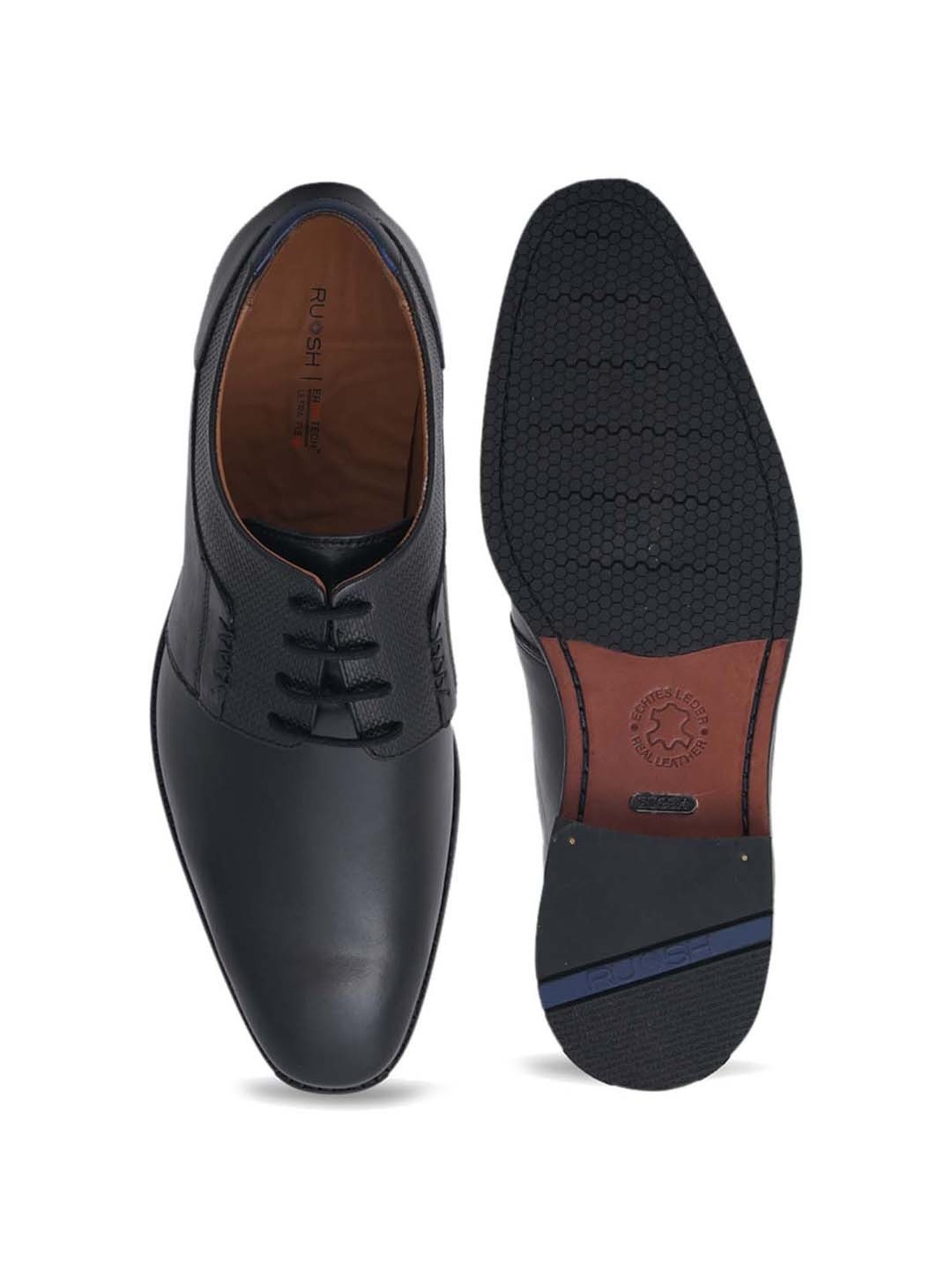 Ruosh Men's Colombo Black Derby Shoes