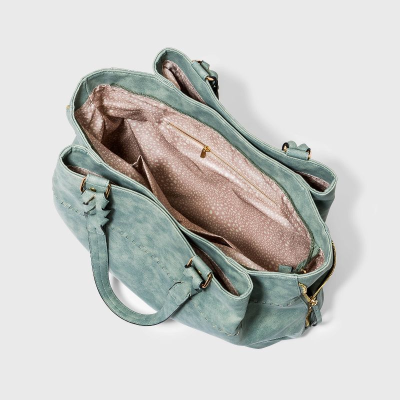 VR NYC Woven Trim Tote Handbag - Ice Blue