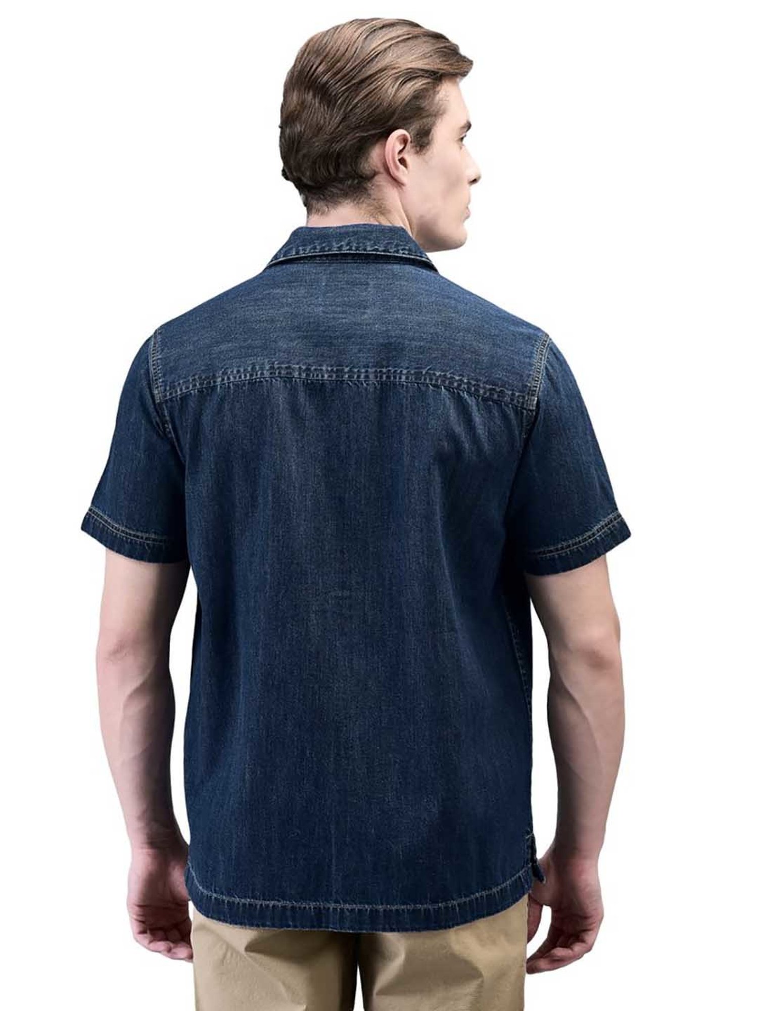 Woods Indigo Blue Regular Fit Cotton Shirt