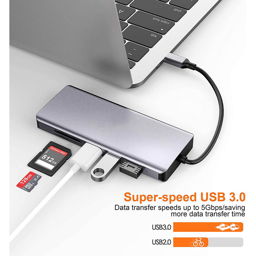 USB C Hub, 11 in 1 USB C Adapter with Gigabit Ethernet Port, PD Type C Charging Port, 4K HDMI, VGA, SD TF Card Reader, 4 USB 3.0 Ports and Audio Mic Port Compatible for MacBook, ChromeBook More