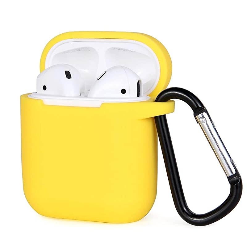 Compatible for AirPods Case with Keychain Shockproof Protective Premium Silicone Cover Skin for AirPods Charging Case 2 1 AirPods 1 Yellow