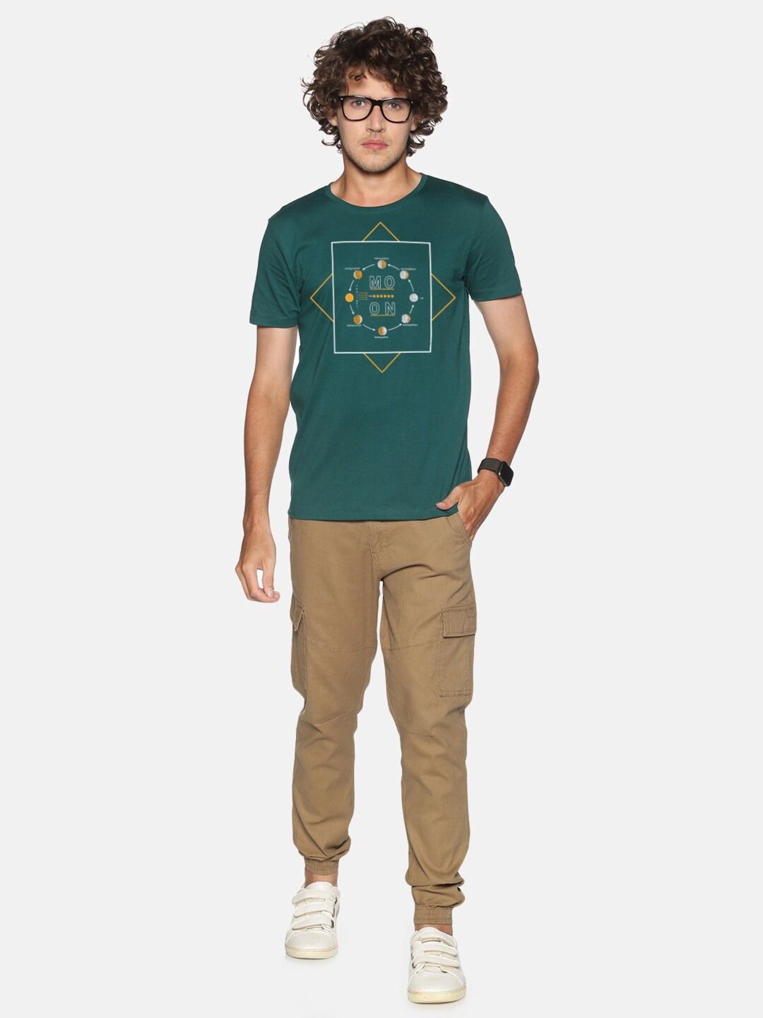 BLACK RADIO Green Slim Fit Printed Crew T-Shirt