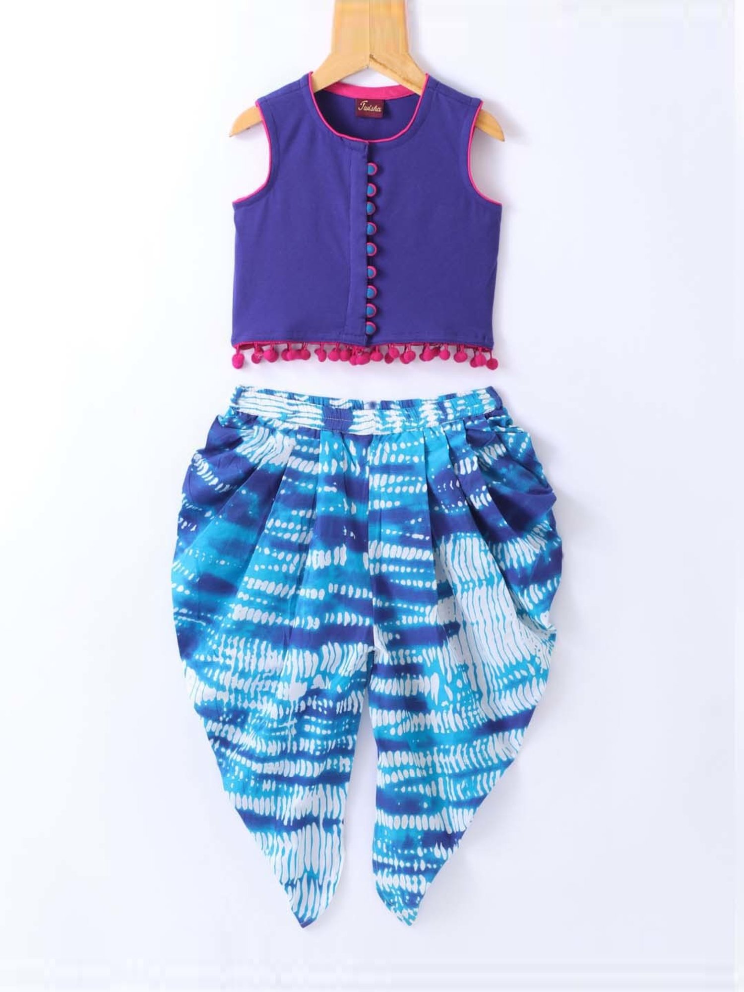 TWISHA Kids Blue Cotton Regular Fit Top Set