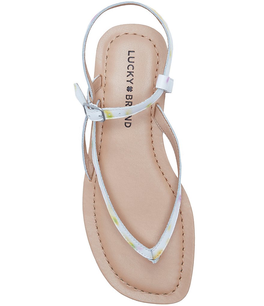 Lucky Brand Bylee Tie-Dye Printed Leather Thong Sandals
