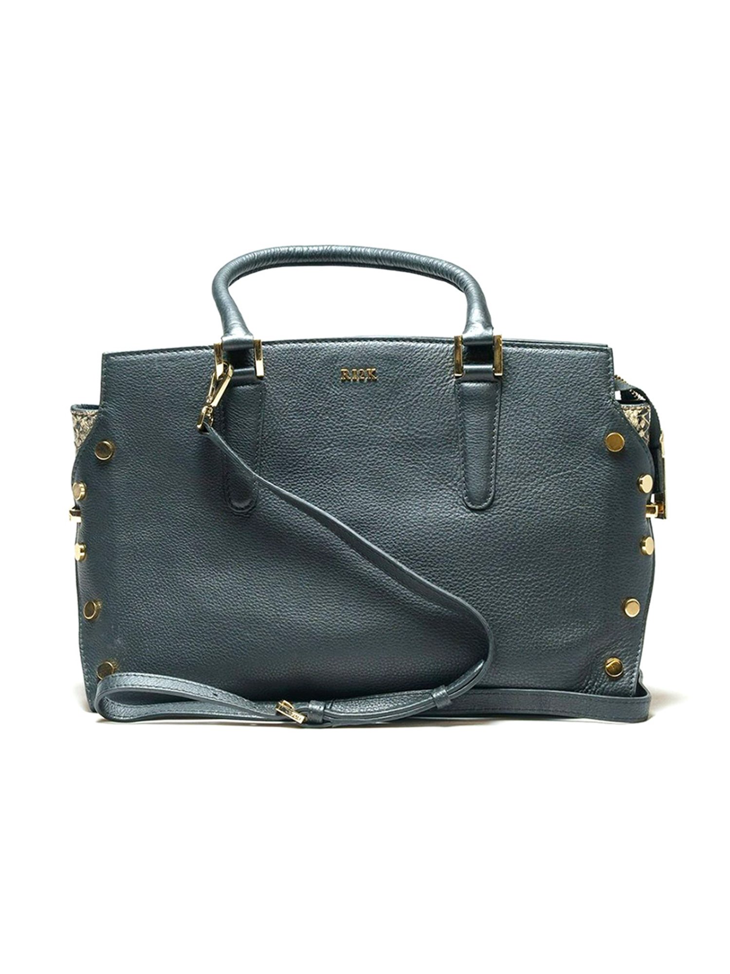 RI2K London Black Leather Medium Handbag