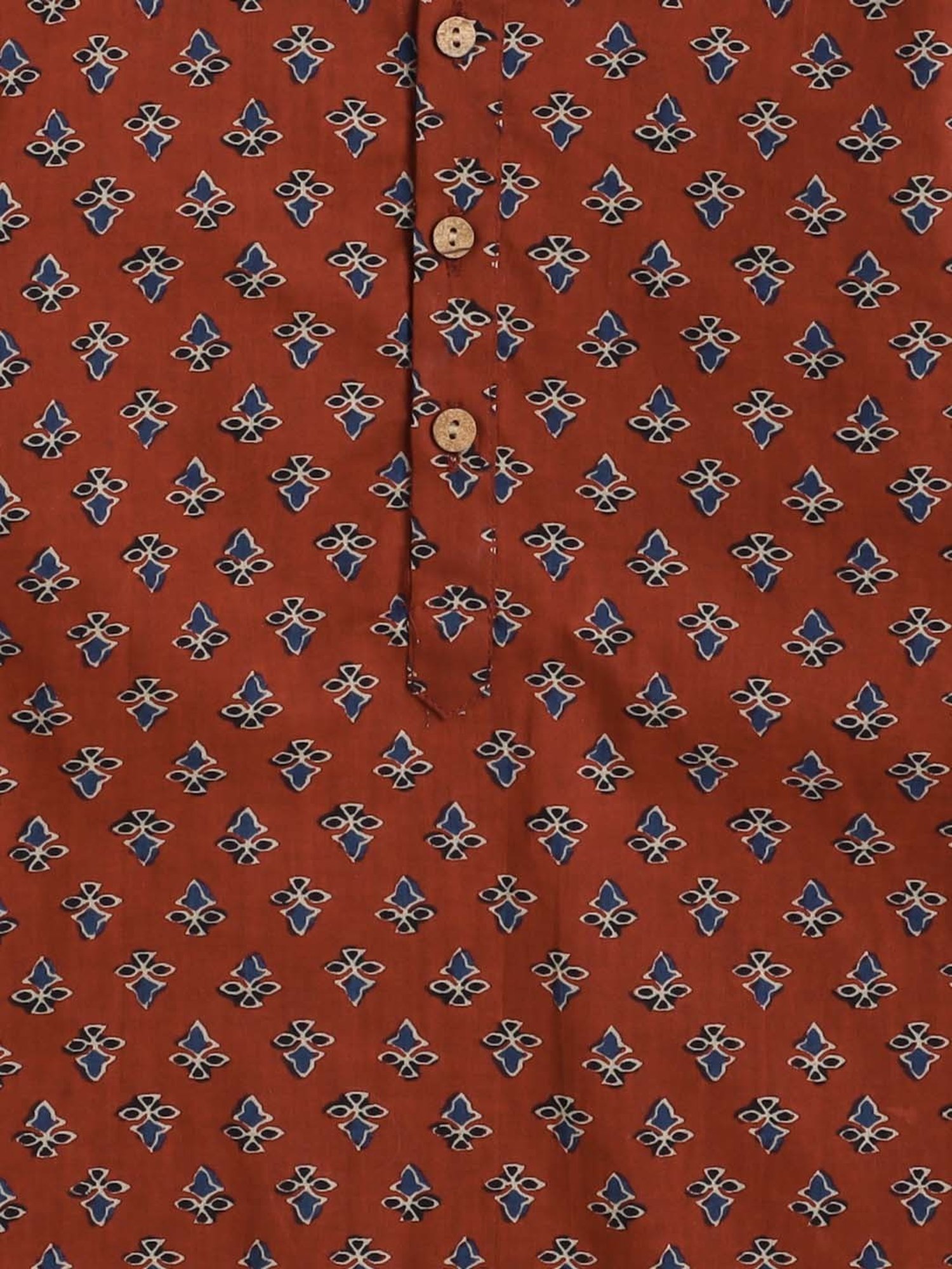 The Magic Wand Kids Maroon & White Cotton Floral Print Full Sleeves Kurta Set