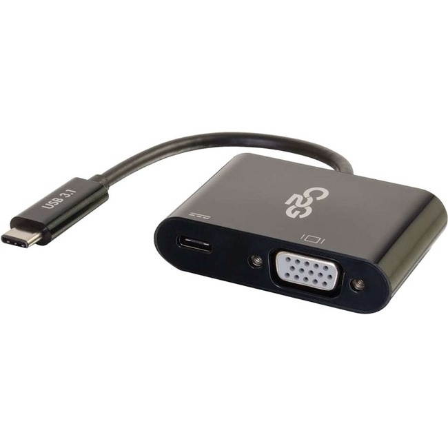 C2G 29533 USB-C To VGA Video Adapter Converter With Power Delivery - Black