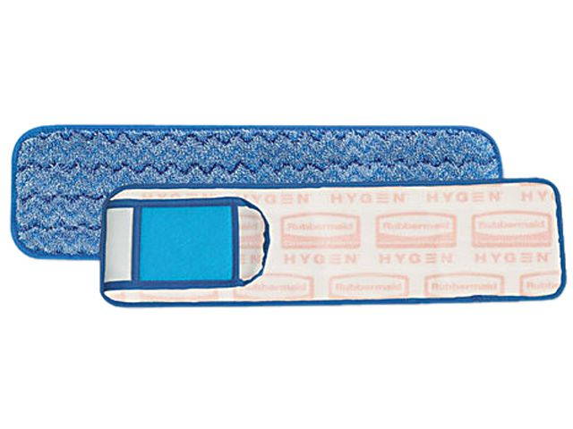 Rubbermaid Commercial Q415BE Wet Pad w/Scrubber, Nylon/Polyester Microfiber, 18" Long, Blue