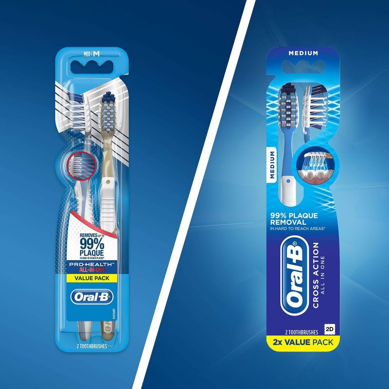 Oral-B CrossAction All In One Toothbrush Medium - 2ct