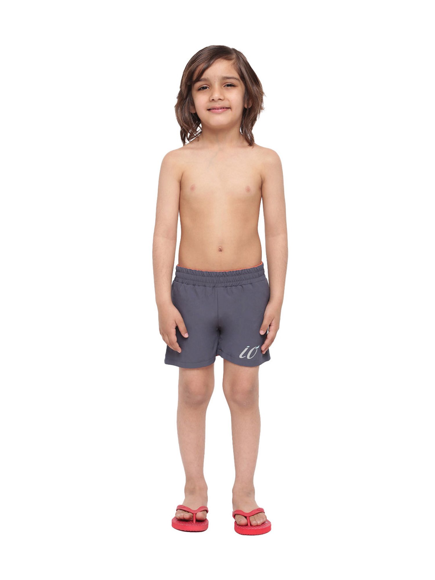 IO Kids Orange & Grey Printed Shorts