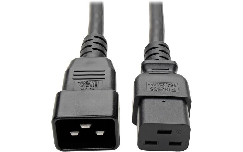 Tripp Lite 10ft Power Cord Extension Cable C19 to C20 Heavy Duty 20A 12AWG 10' - 20A, 12AWG (IEC-320-C19 to IEC-320-C20) 10-ft."