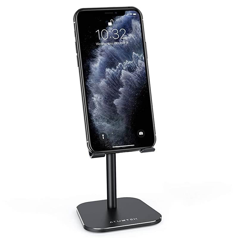 Universal Cell Phone Stand Aluminium Alloy Adjustable Phone Stand Holder for Desk Compatible with iPhone 1211 ProXS MaxXRXSX87 Plus iPad Samsung Tablets and Smartphones Black