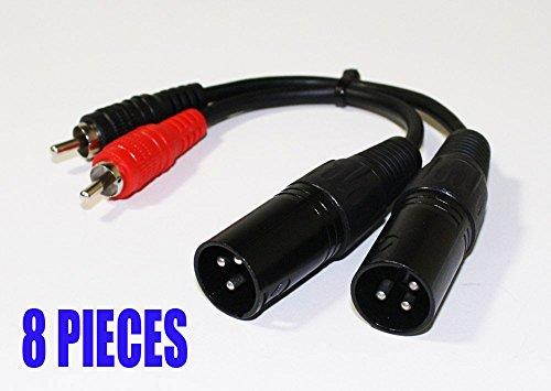 8 PIECES - EMB PRO 2XMRCM6I16G - 2 XLR Male to 2 RCA Male Stereo Plug 6" Cables