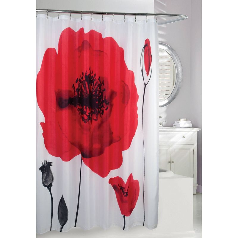 Poppy Explosion Shower Curtain Red/White - Moda at Home