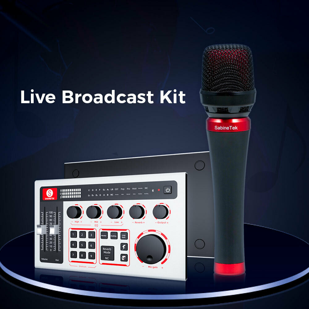 SabineCast Bluetooth Mixer with Built in Audio Interface and Microphone Bundle