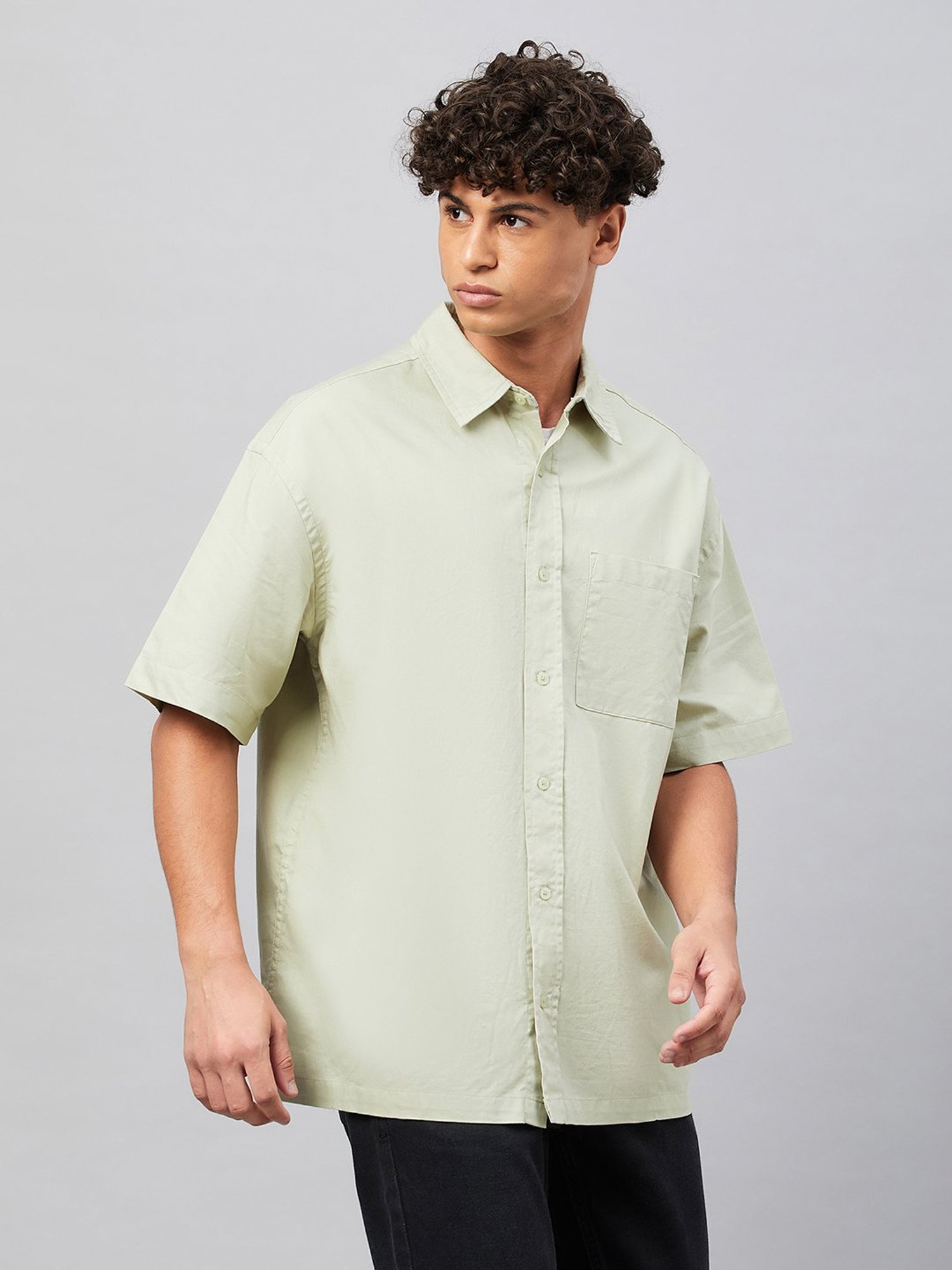 CHIMPAAANZEE Light Green Loose Fit Oversized Shirt