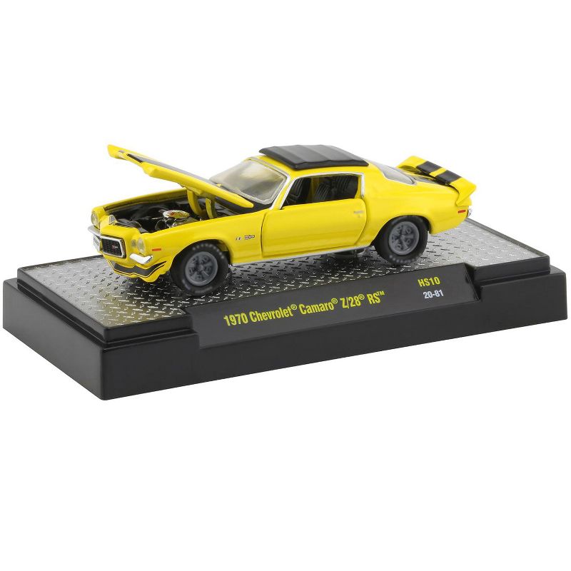 1970 Chevrolet Camaro Z/28 RS "Hurst Sunshine Special" Yellow with Black Stripes Limited Edition to 6050 pieces 1/64 Diecast Model Car by M2 Machines