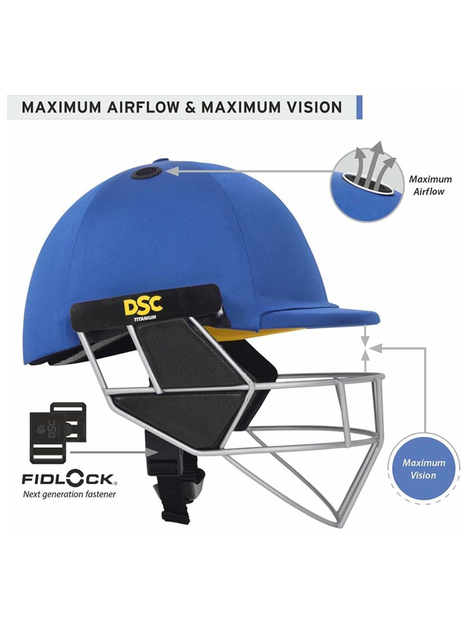 DSC Scud LITE Titanium Premium Cricket Helmet with Neck Guard Size - L