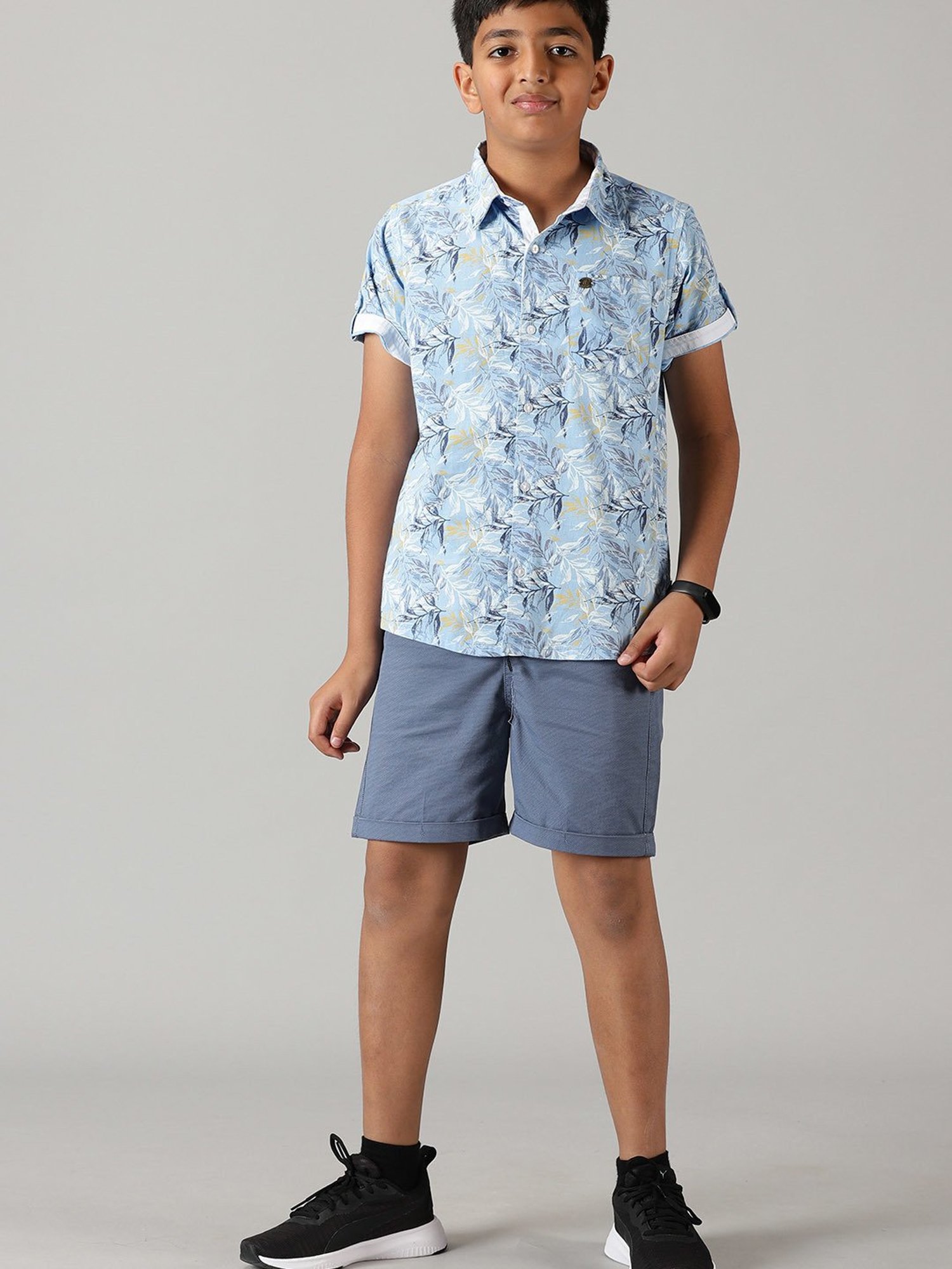 Kiddopanti Boys Light Blue Printed Shirt