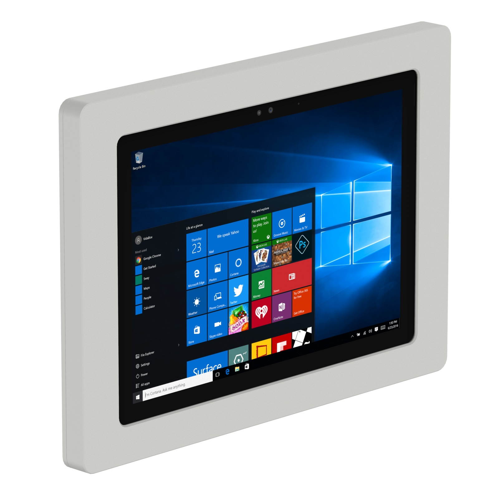 VidaMount Light Grey VESA Enclosure compatible with Microsoft Surface Pro 7+, Pro 7, Pro 6, Pro 5, Pro 4
