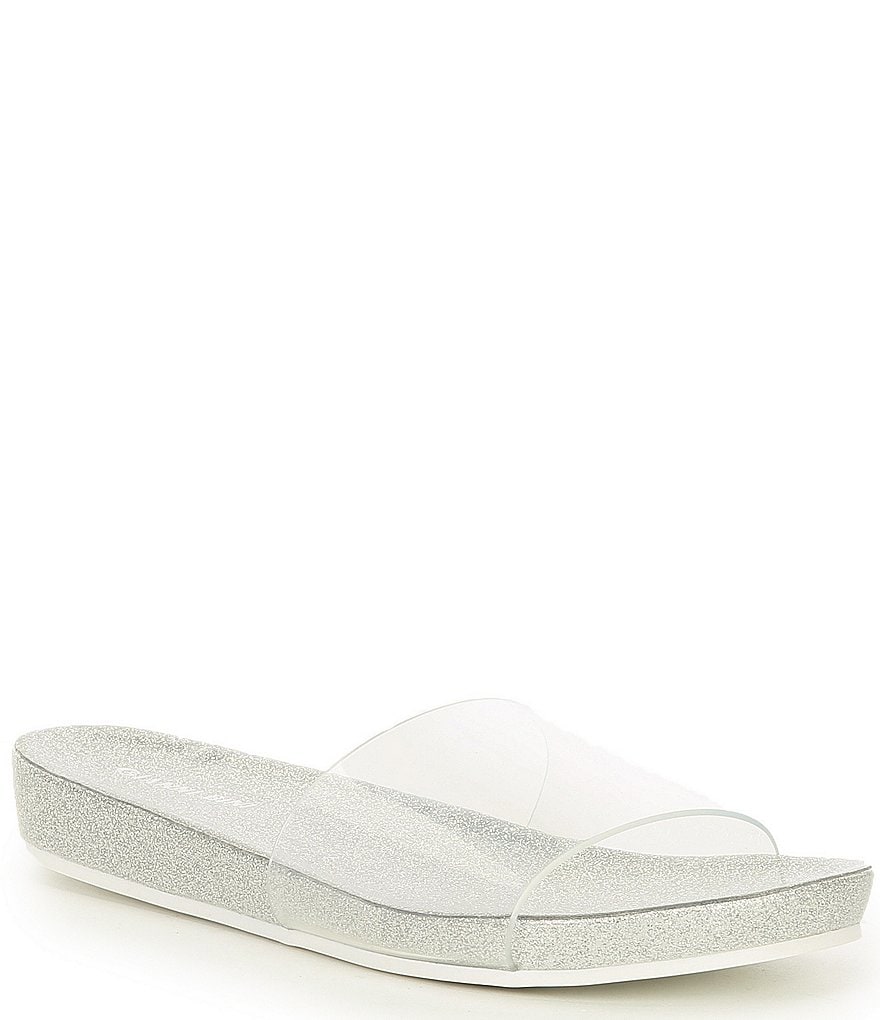 Gianni Bini Summatime Clear Vinyl Banded Wedge Pool Slides