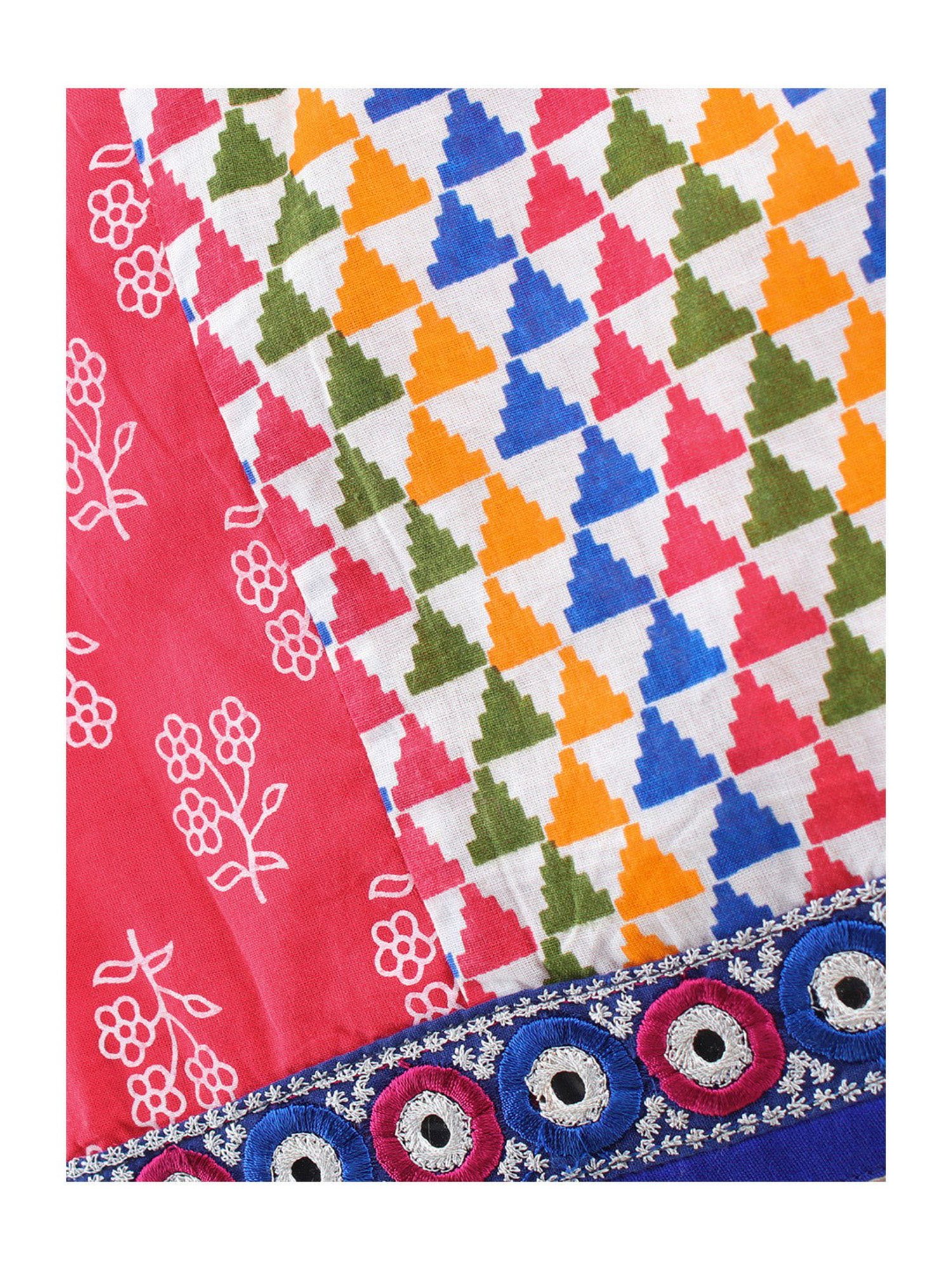 TWISHA Kids Pink & Yellow Embroidered Top with Dhoti