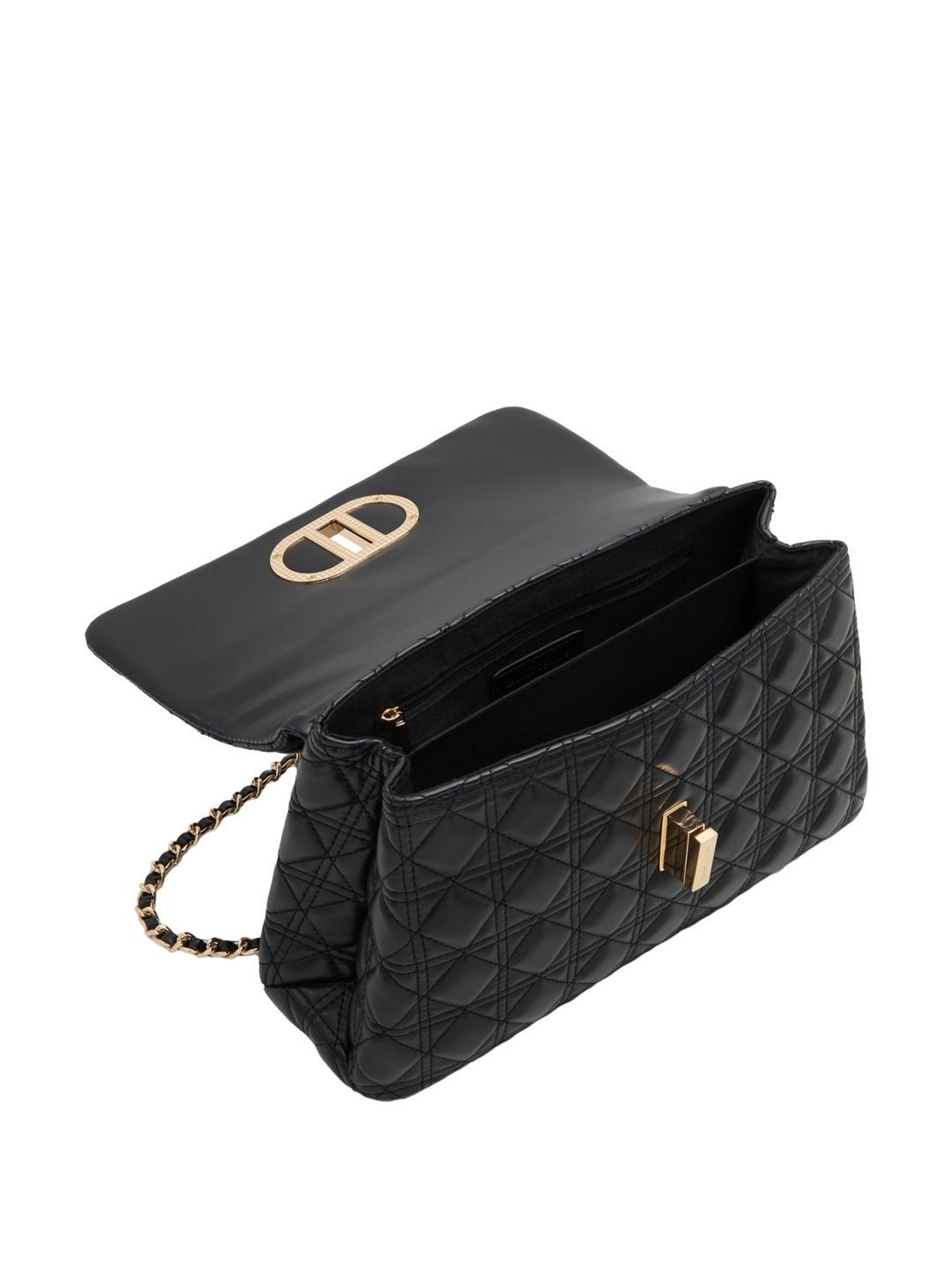 Call It Spring Black Textured Medium Sling Handbag