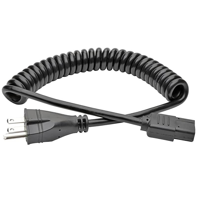 Hospital Medical Power Cord, Coiled, 10A, 18AWG, 5-15P to C13, 8' (P006-C08-HG10) black