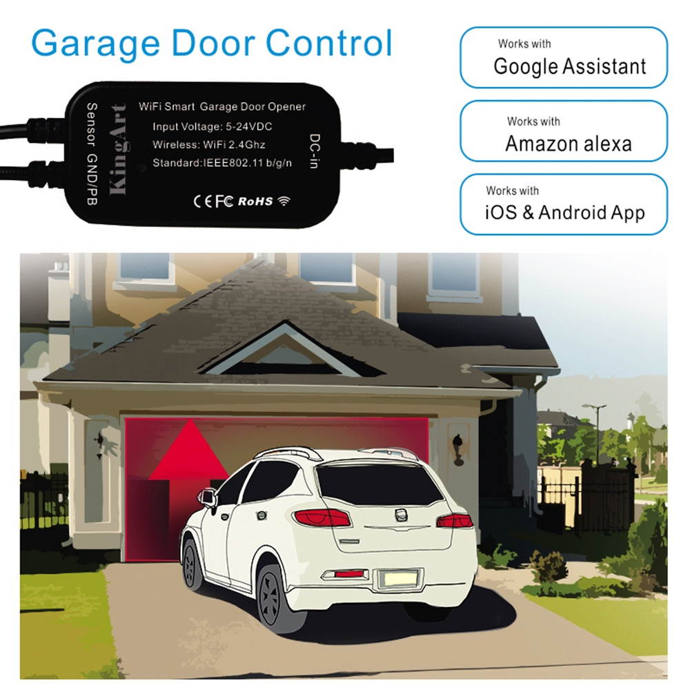 Smart Wi-Fi Garage Door Controller/Opener Remote Control Voice Control for Electric Door Garden Door Warehouse Door Mall Roller Shutter