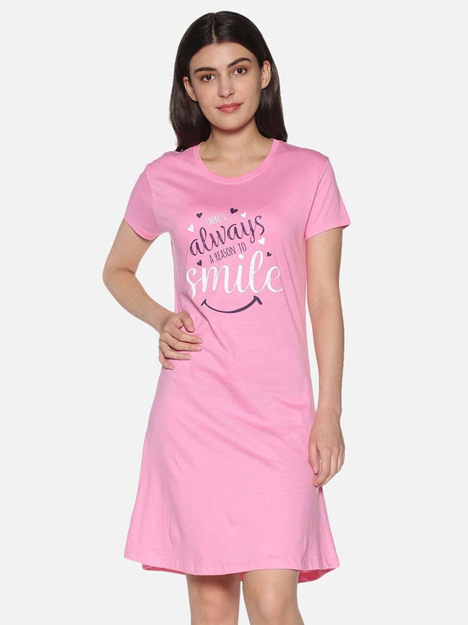 TWIN BIRDS Pink Printed Sleep Tee