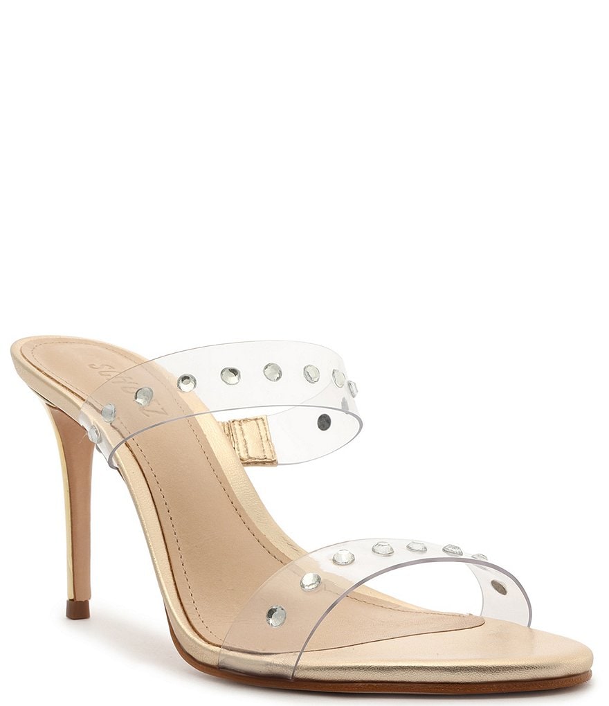 Schutz Ariella Studded Clear Vinyl Dress Slides