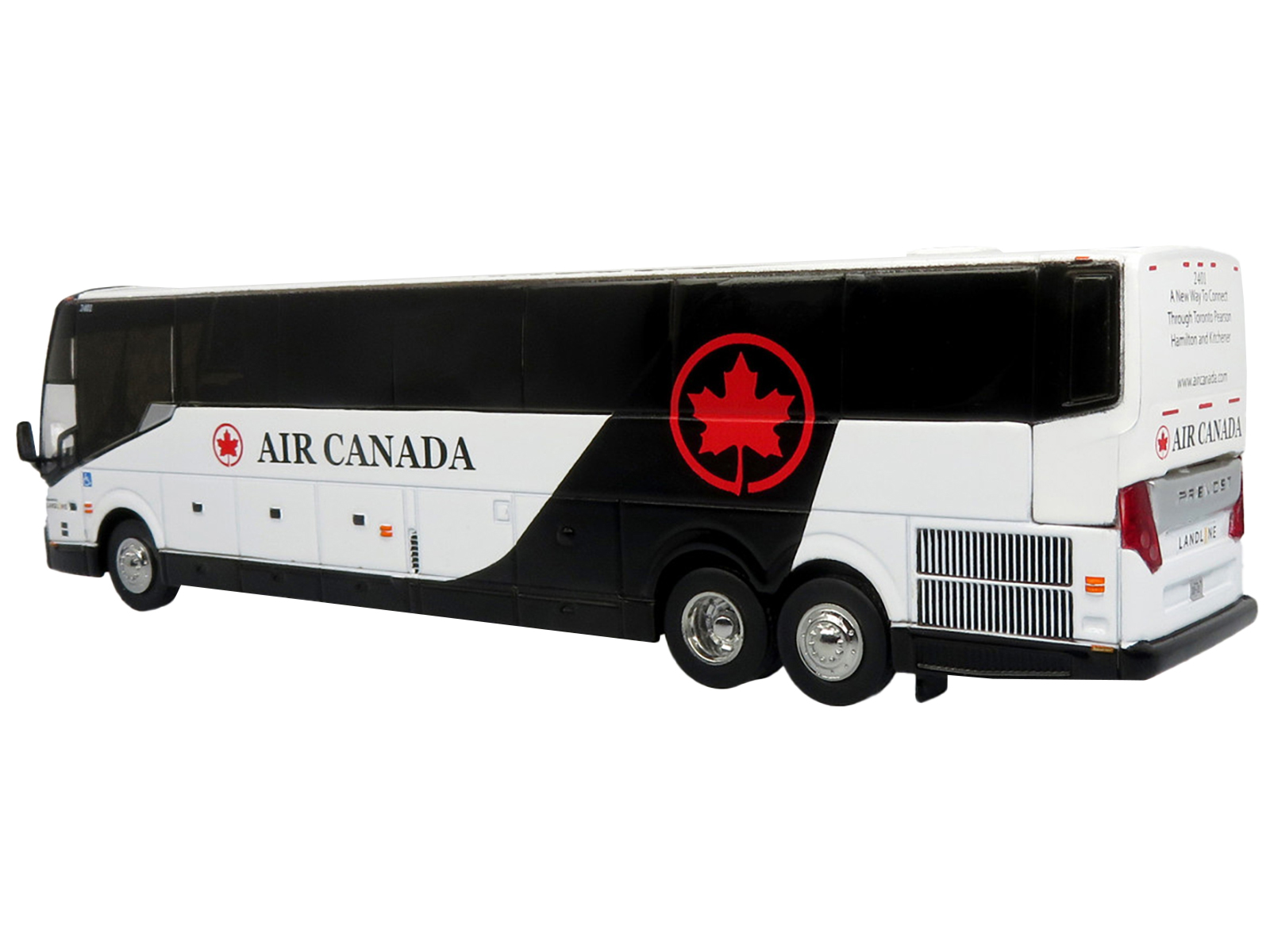 Prevost H3-45 Coach Bus "Air Canada Landline" Black and White Limited Edition 1/87 (HO) Diecast Model by Iconic Replicas