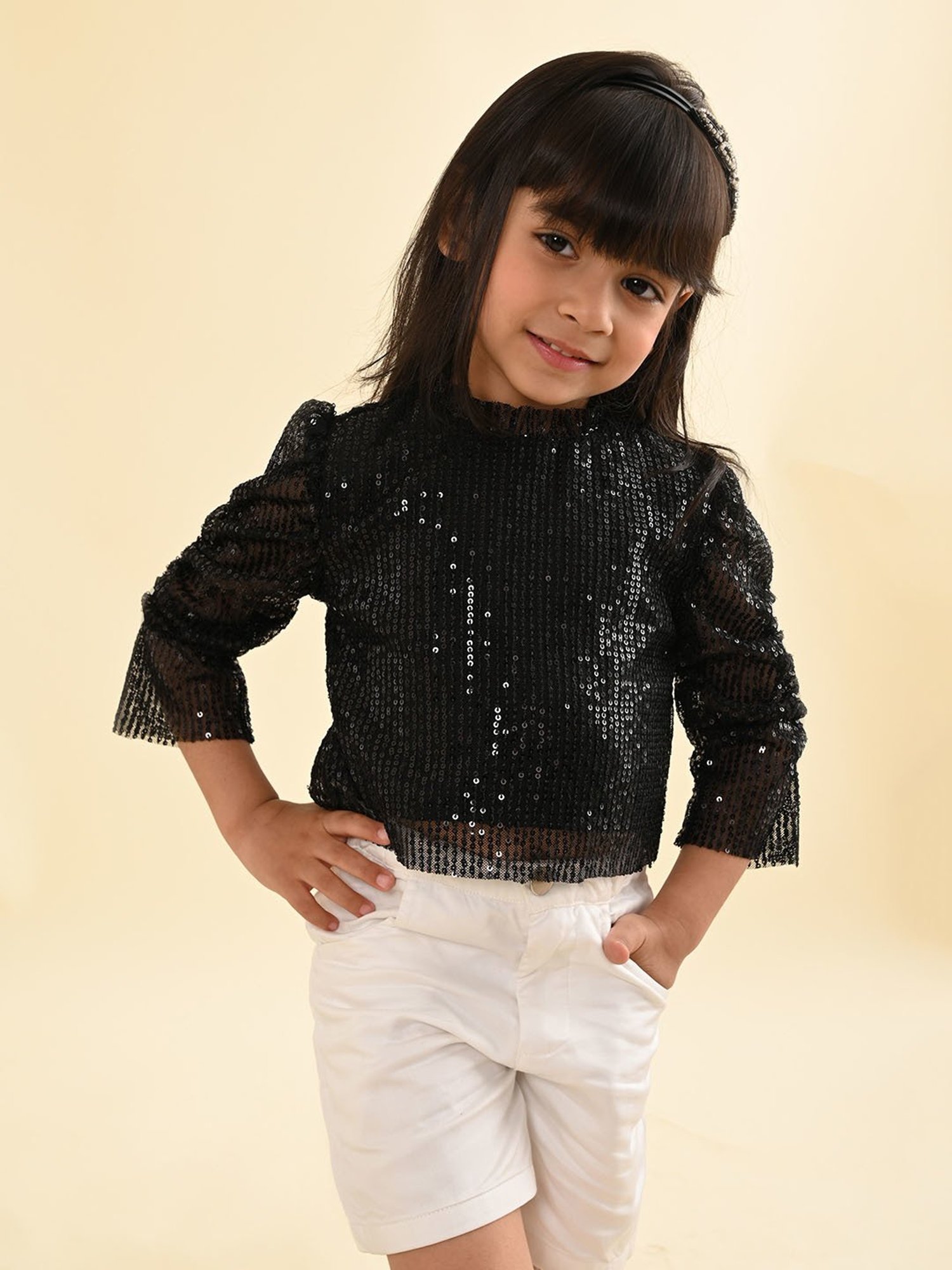 LilPicks Kids Black Embellished Top