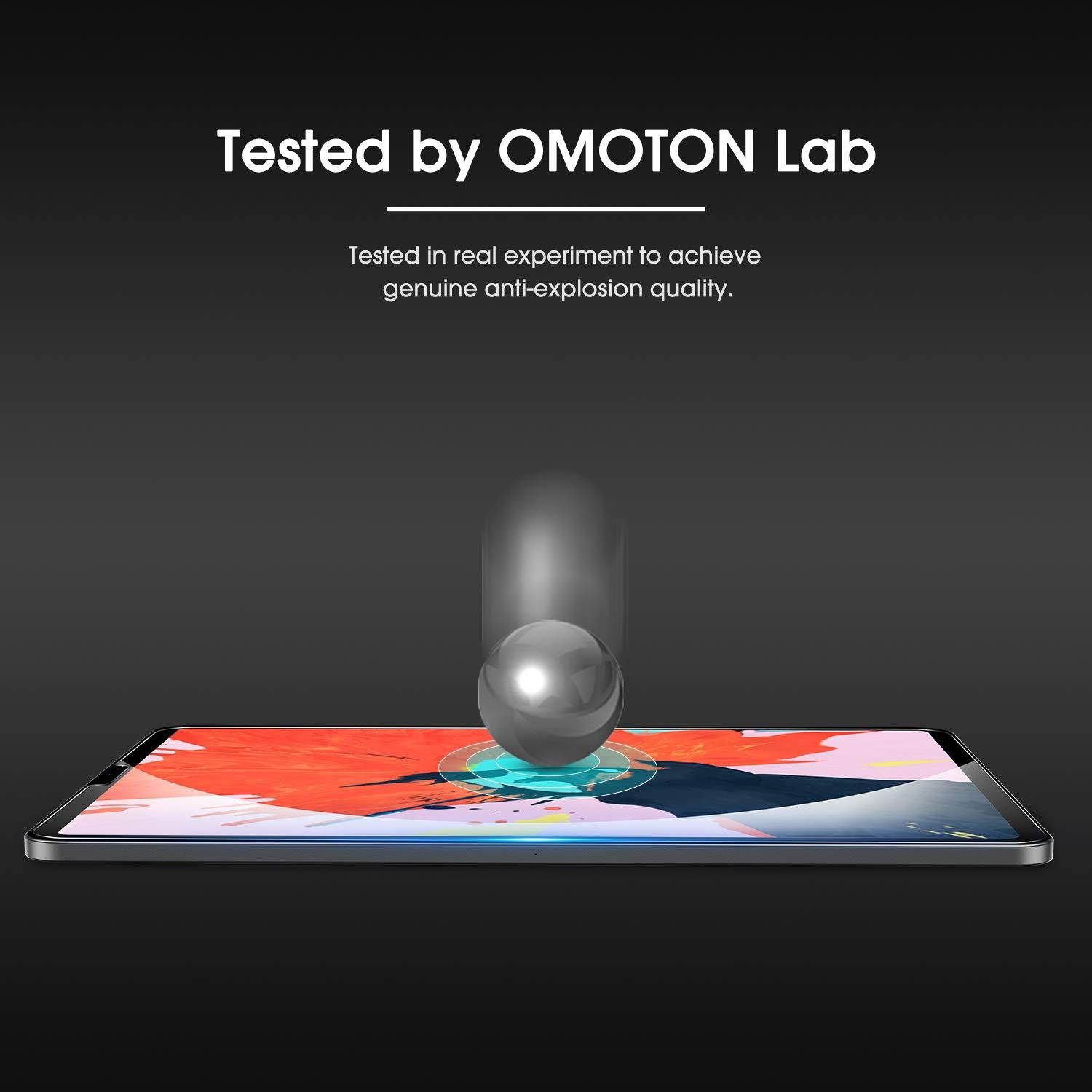 OMOTON [2 Pack] Screen Protector for iPad Pro 12.9 2018 (3rd Gen) [Work with Face ID & Apple Pencil] - Tempered Glass/High Definition / 9 Hardness