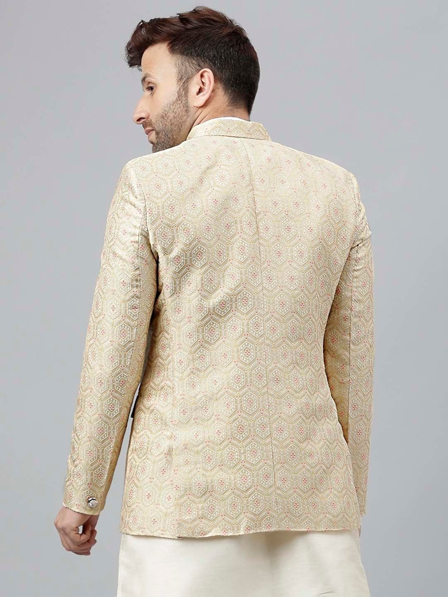 Hangup Cream Regular Fit Ethnic Blazer